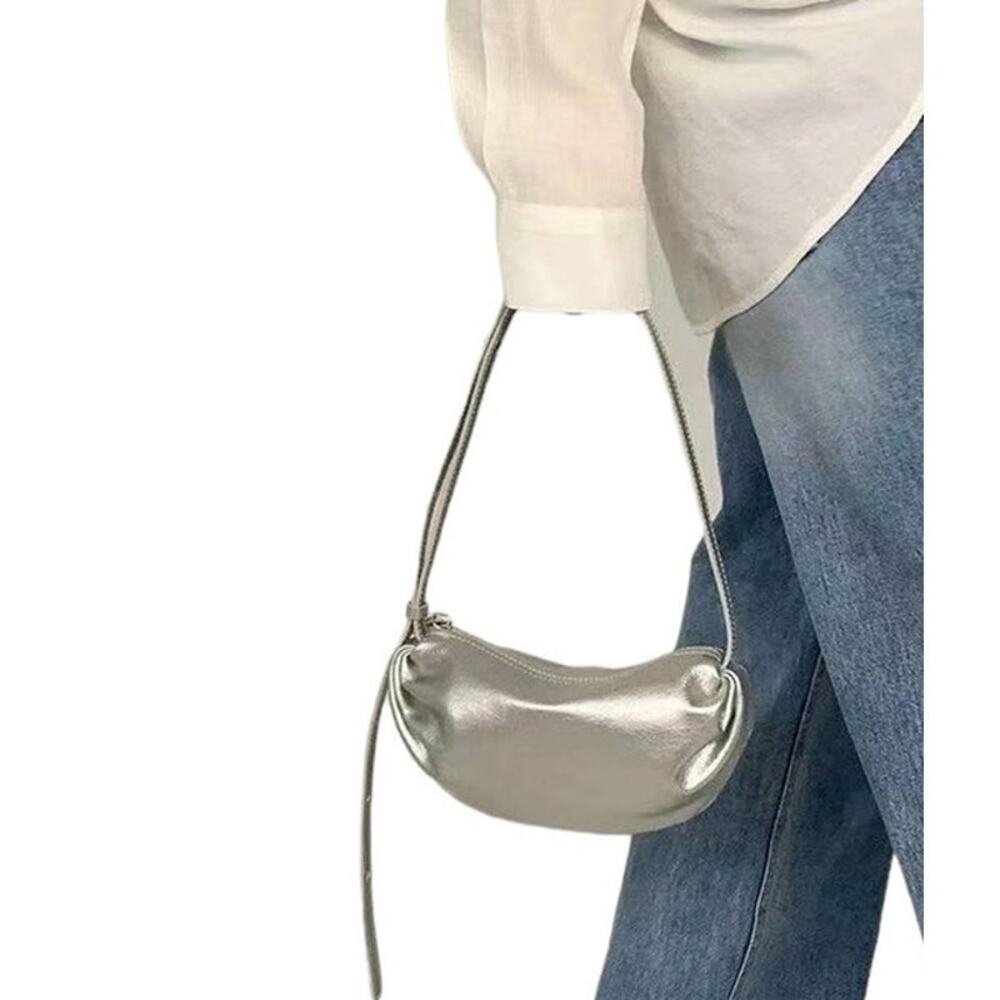 Commense Women's Silver Half-Moon Shaped Shoulder Bag